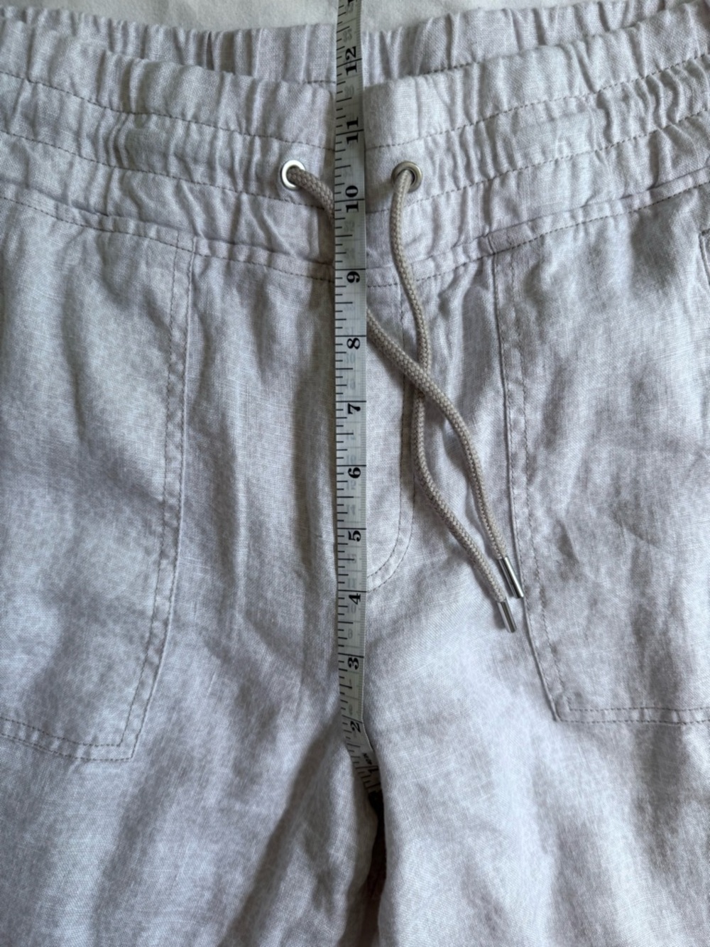 Athleta Cabo Linen Jogger Pants Beige Drawstring Ankle Size 10 - Picture 5 of 8
